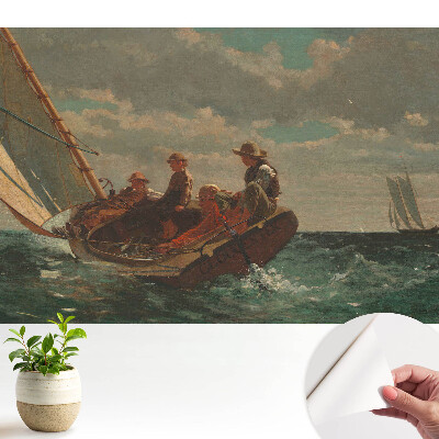 Tapéta egy hajóról viharos tengeren egy csoport emberrel ábrázolva