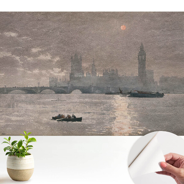 Öntapadós tapéta Városi alkonyati folyó színes tükröződései