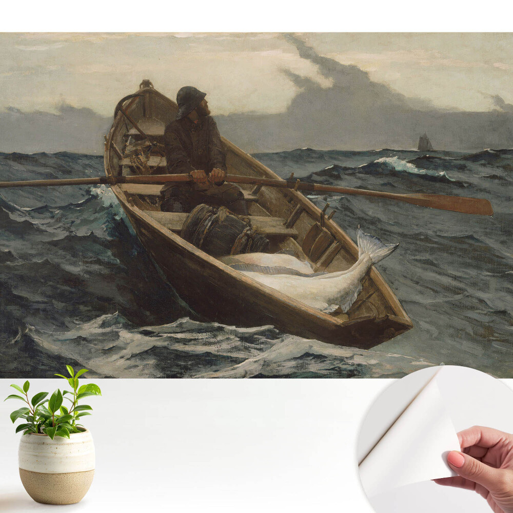Öntapadós tapéta falra Egy halász horgászik a viharos tengeren