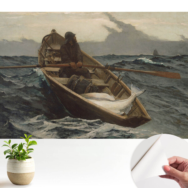 Öntapadós tapéta falra Egy halász horgászik a viharos tengeren