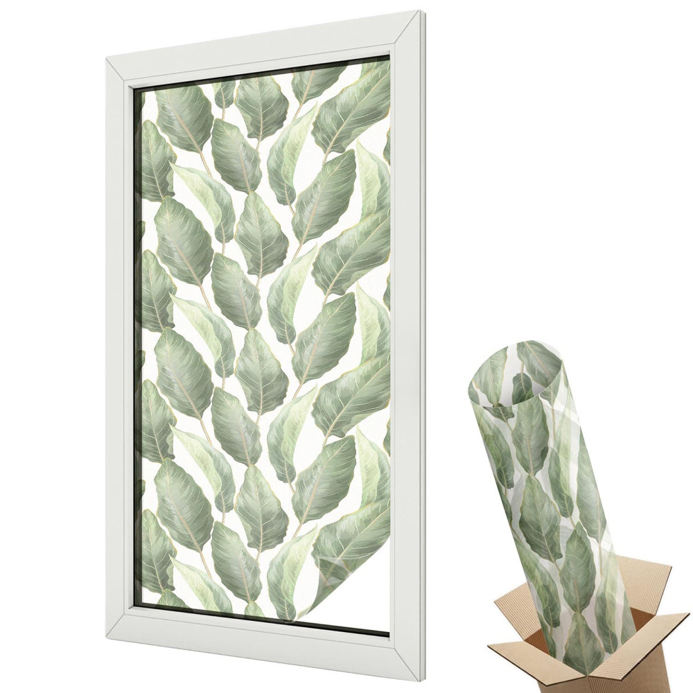 Öntapadós belátásgátló fólia ólomüveg Zöld levelek