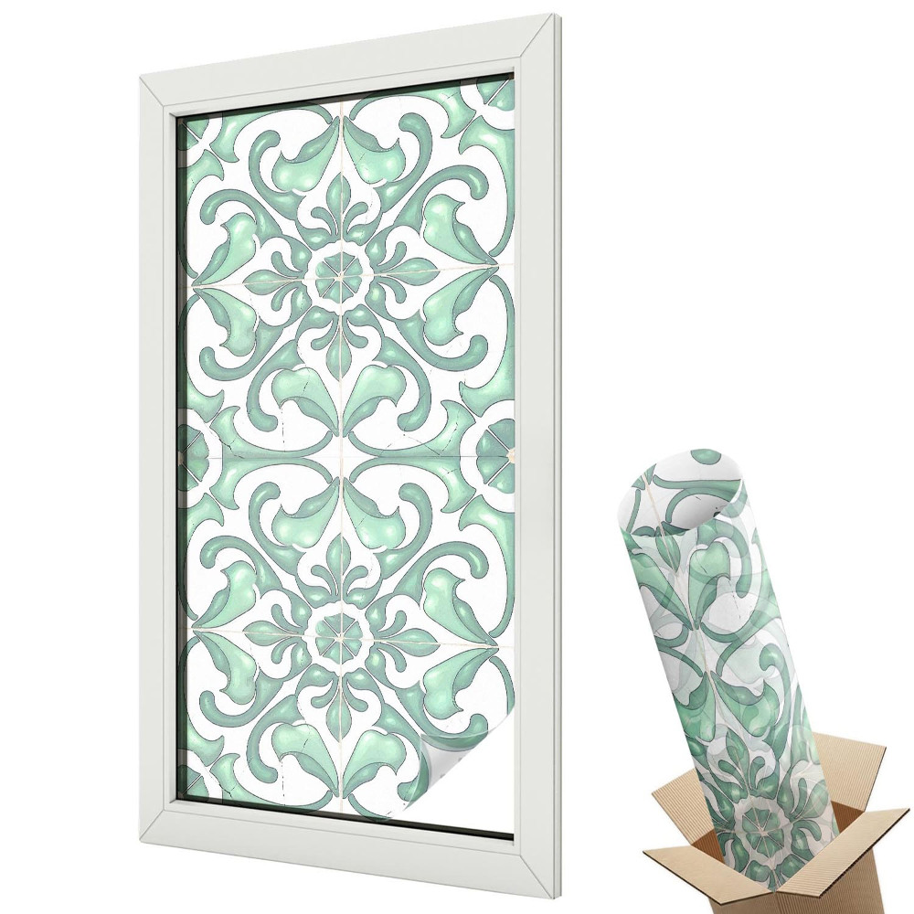 Belátásgátló ablakfólia dekoratív Zöld szimmetria