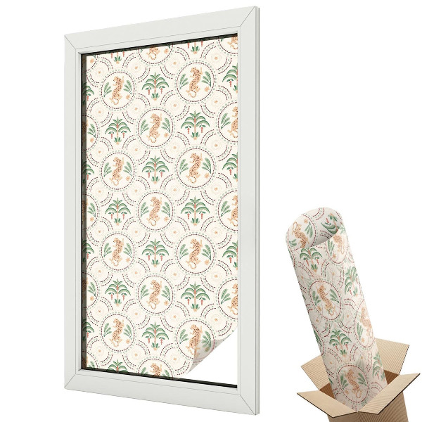 Öntapadós belátásgátló fólia ólomüveg Pálmaleopárd