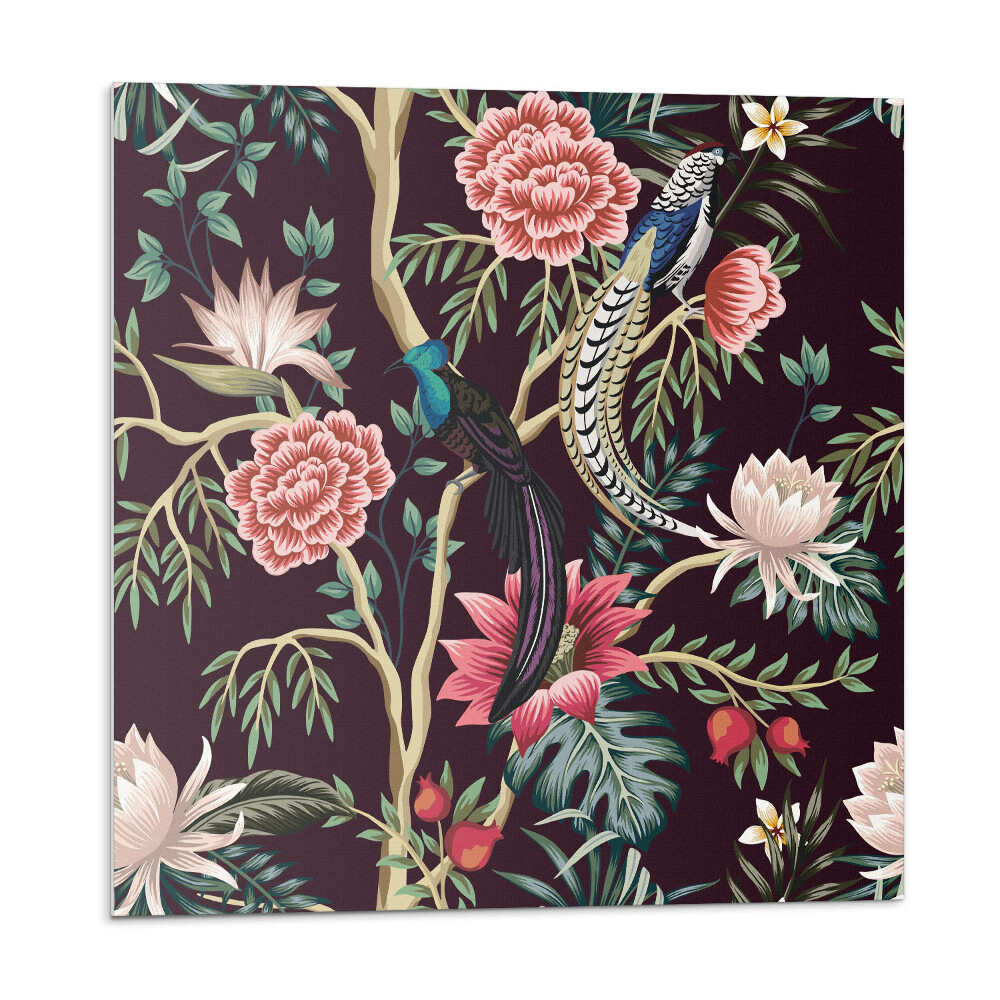 Vinyl csempe Virágminta madarakkal