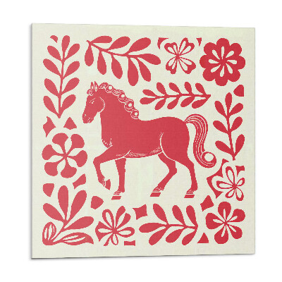 Öntapadós vinyl csempe Stilizált ló a növények között