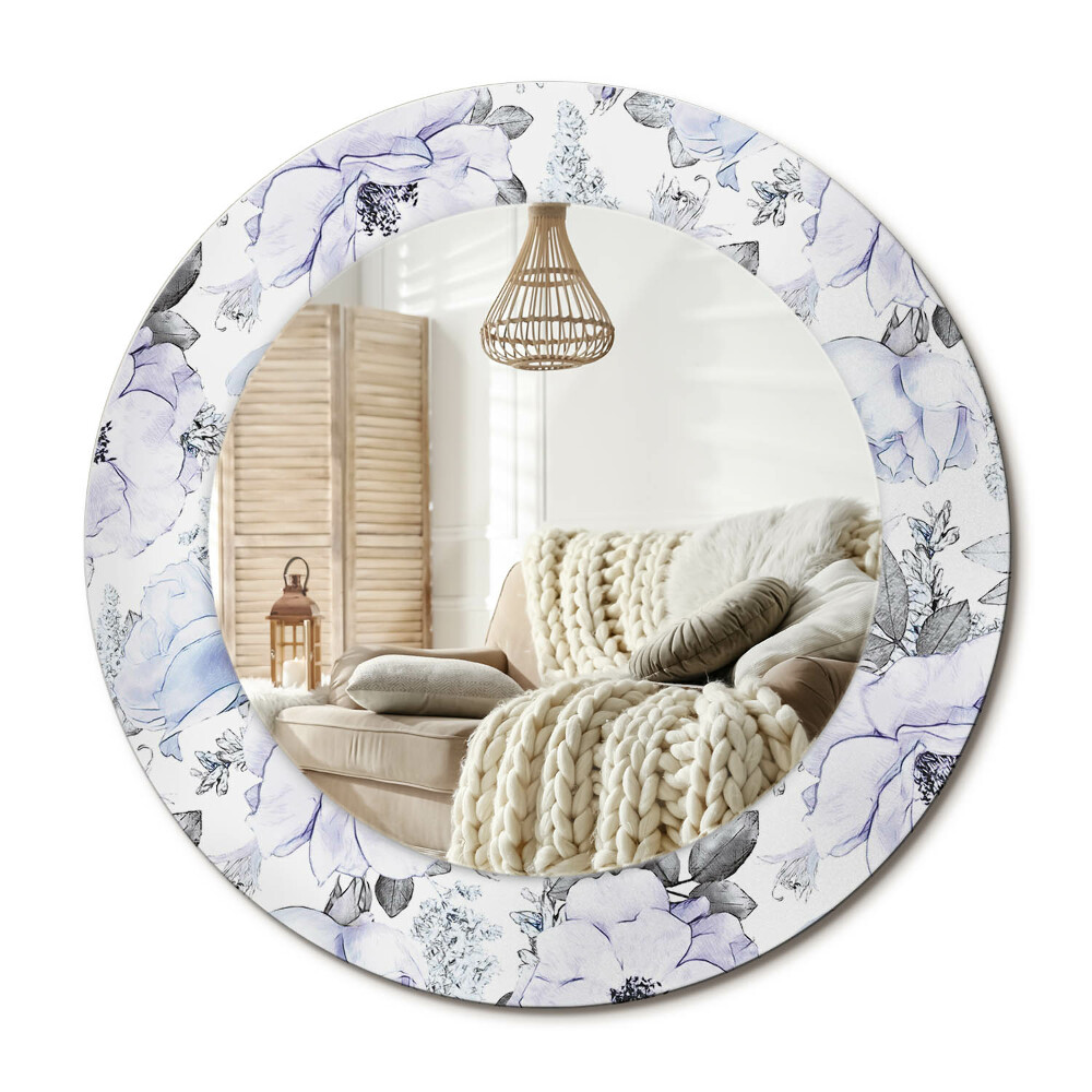 Kerek dekor tükör Kék rózsák