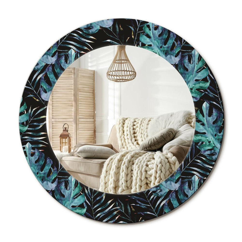 Kerek tükör dekoráció Egzotikus levelek