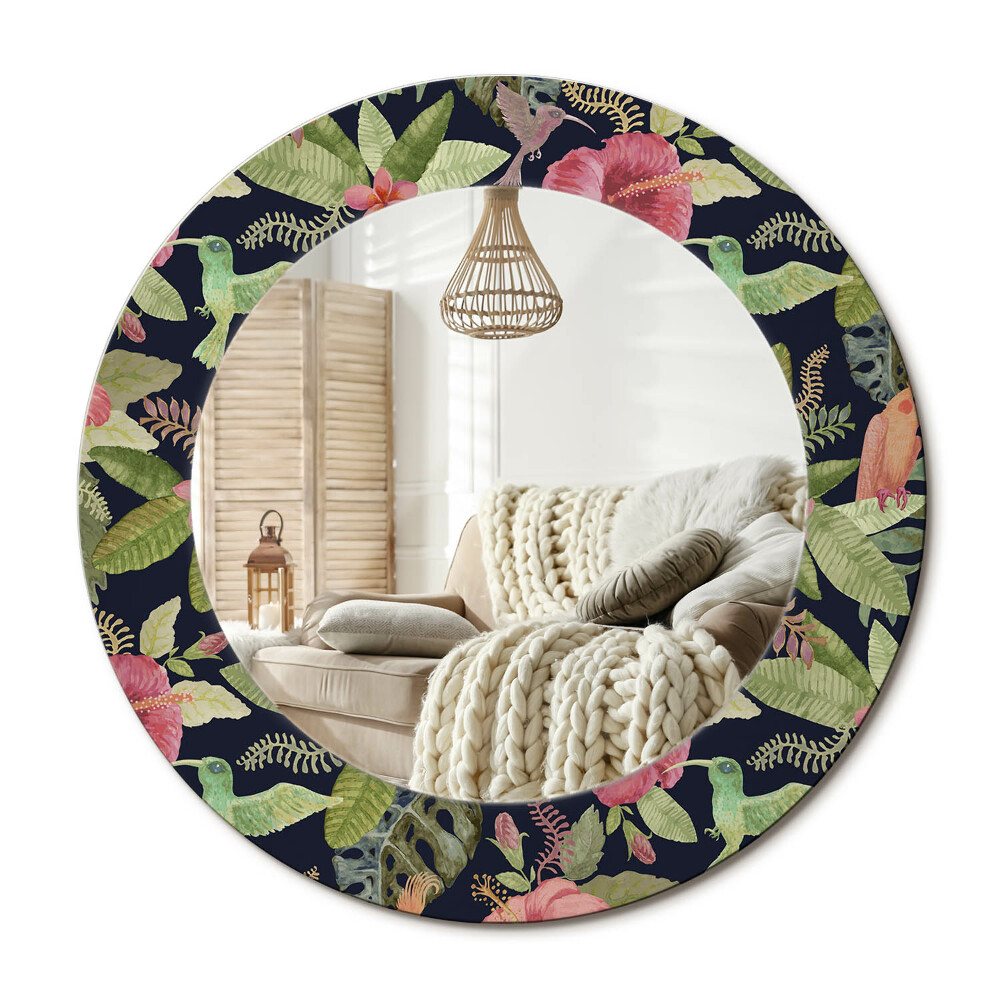 Kerek design tükör Hibiszkusz virágok