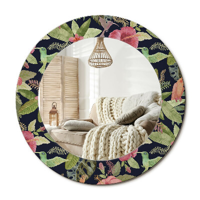 Kerek design tükör Hibiszkusz virágok