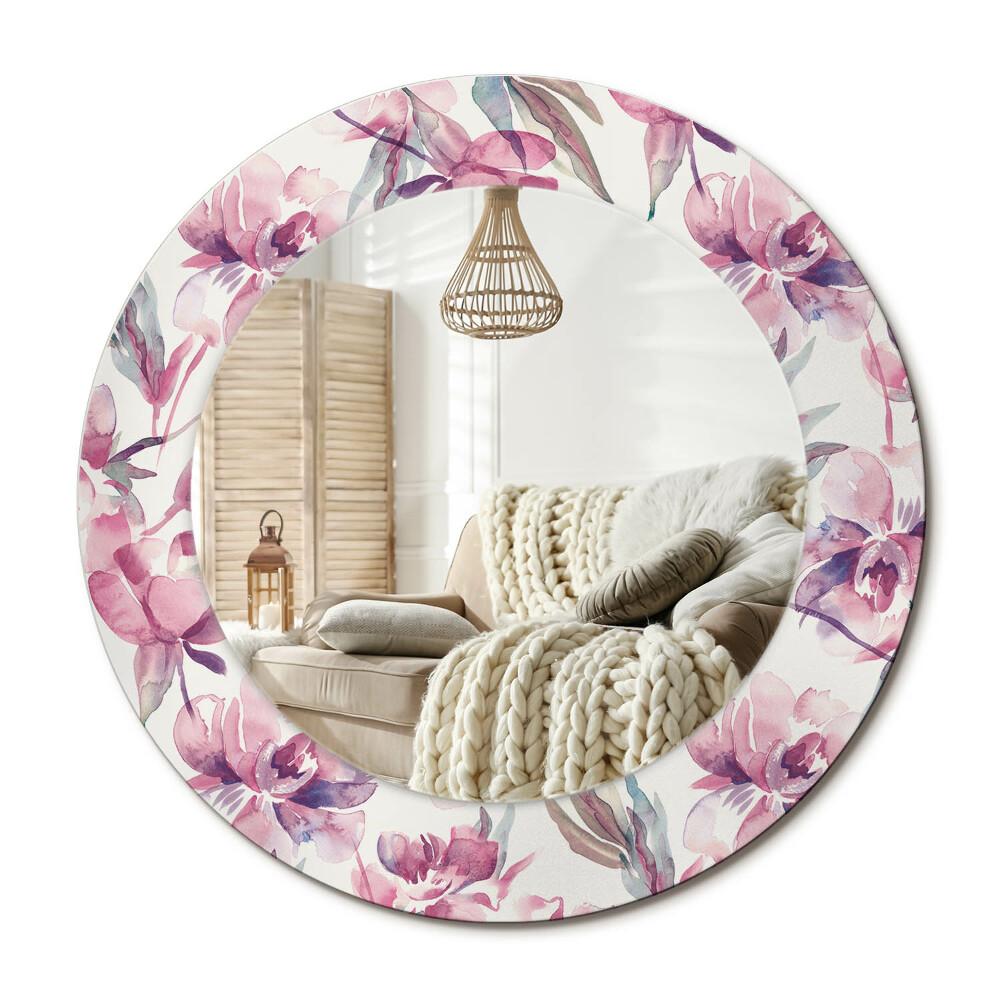 Kerek tükör dekoráció Bazsarózsa virágok