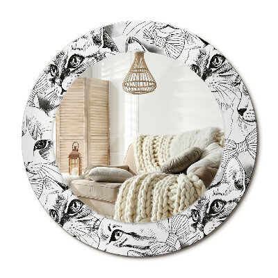 Kerek dekor tükör Macskák