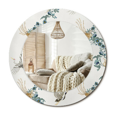 Kerek tükör dekoráció Kínai madarak