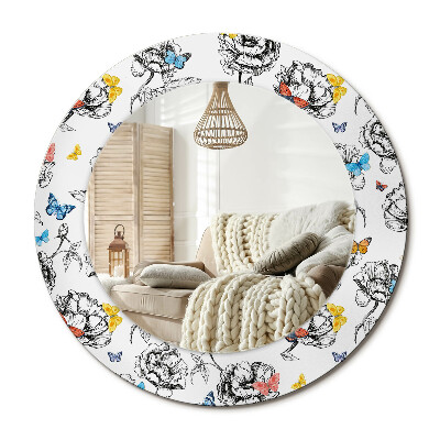 Kerek design tükör Színes pillangók