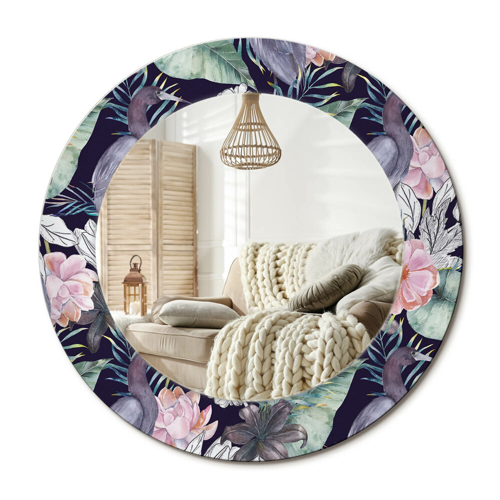 Kerek dekor tükör Heron madarak