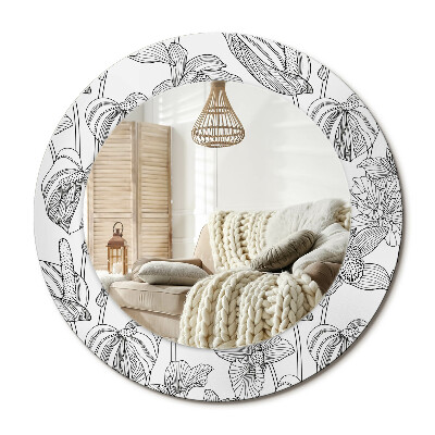 Kerek tükör dekoráció Virágos minta