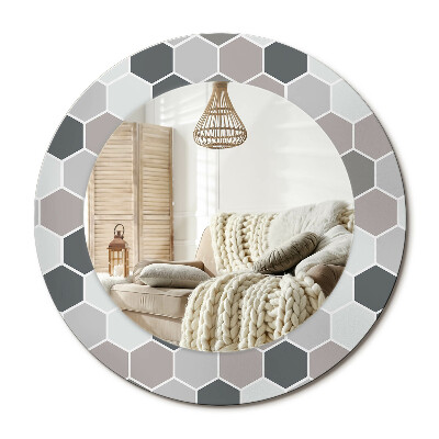 Kerek design tükör Hatszögletű minta
