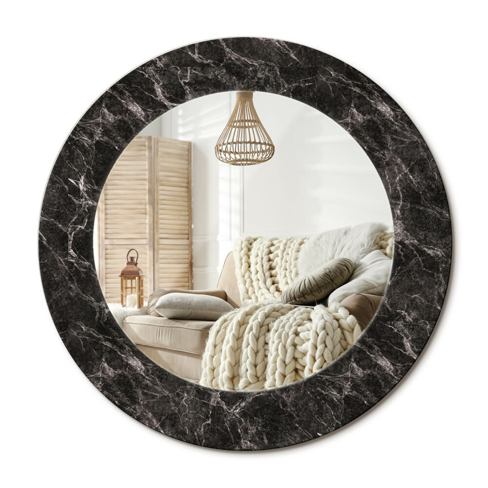 Kerek design tükör Fekete márvány