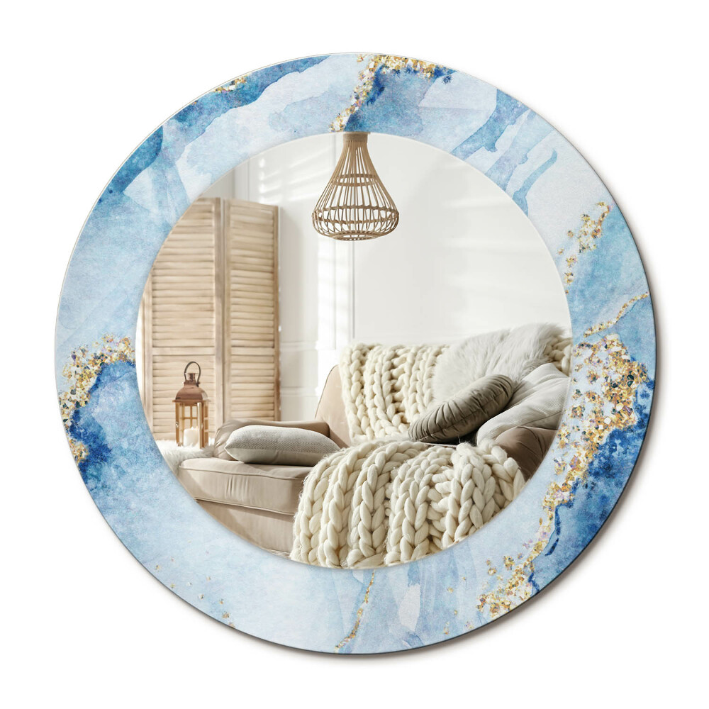 Kerek design tükör Kék márvány