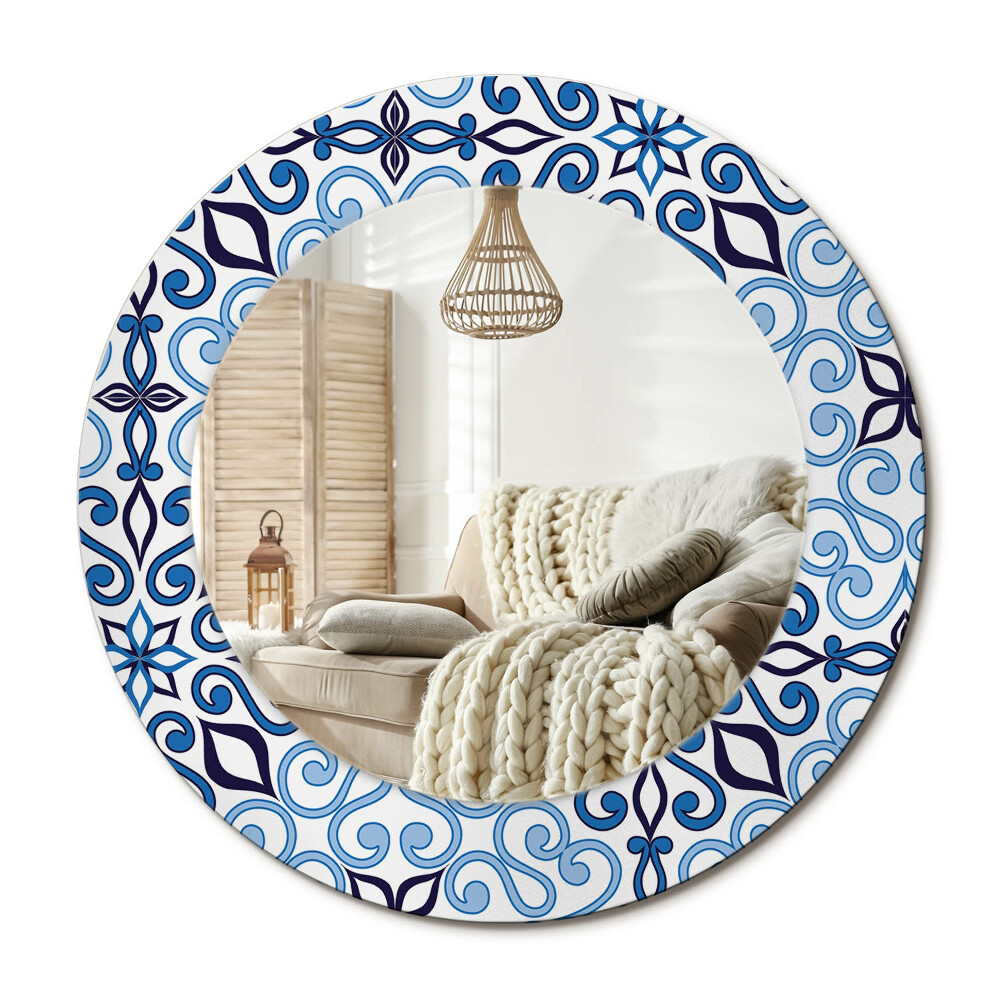 Kerek dekor tükör Kék arab minta