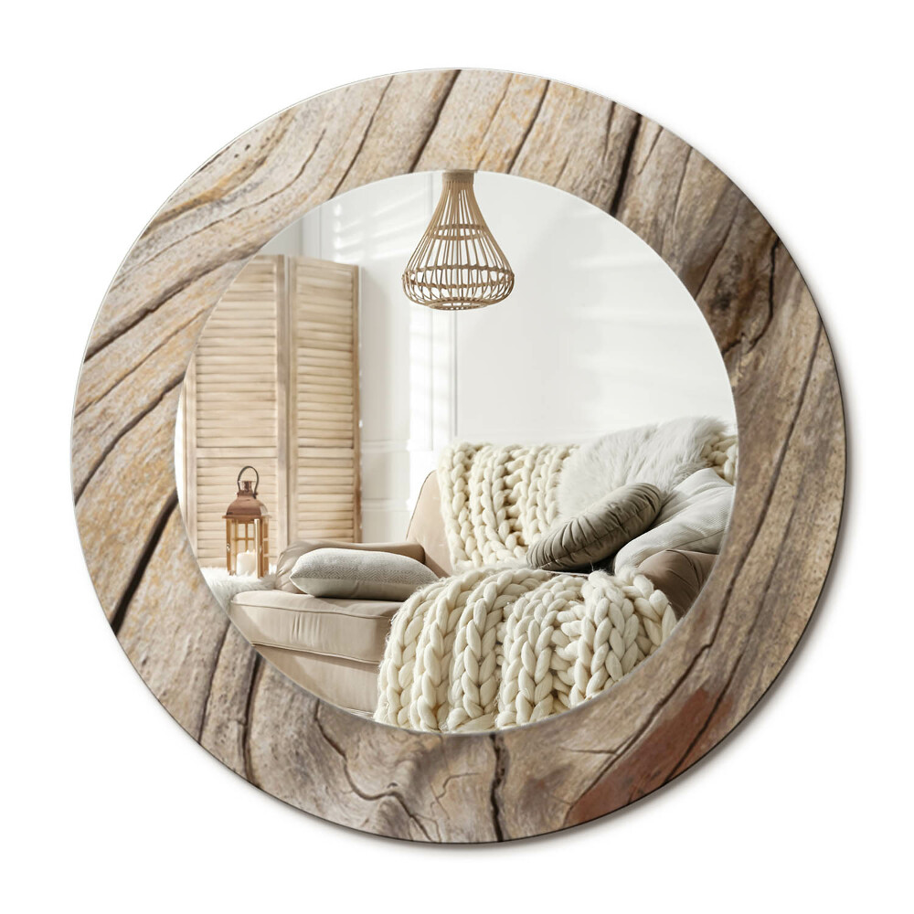 Kerek design tükör Repedezett fa