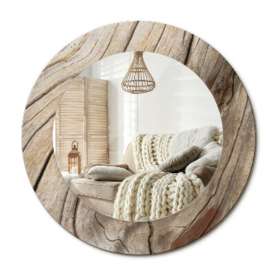 Kerek design tükör Repedezett fa