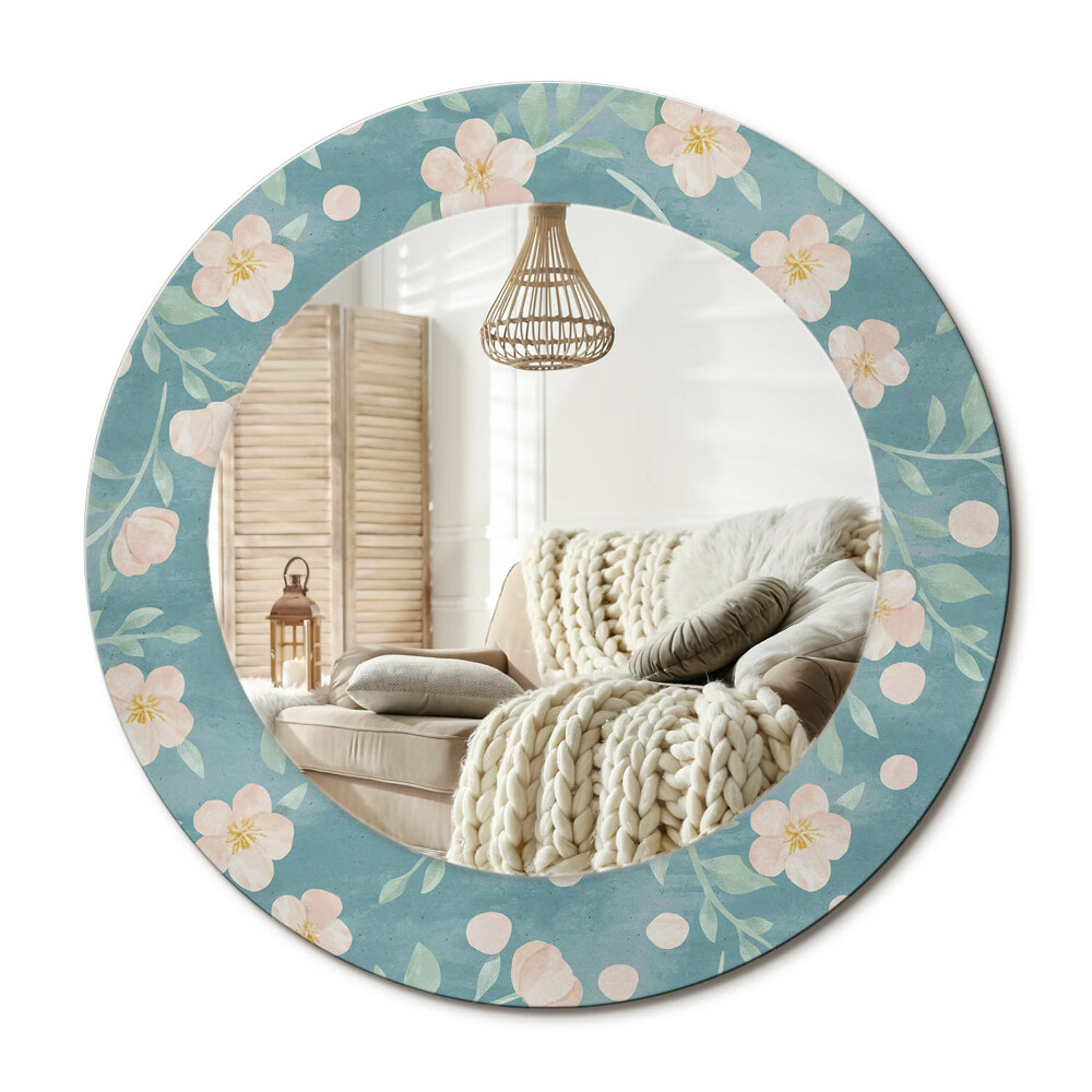 Kerek dekor tükör Virágos minta