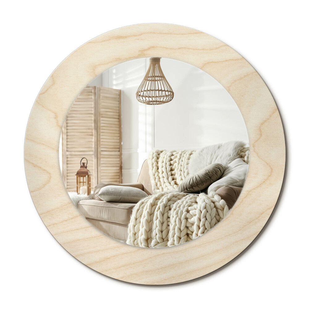 Kerek tükör dekoráció Világos fa