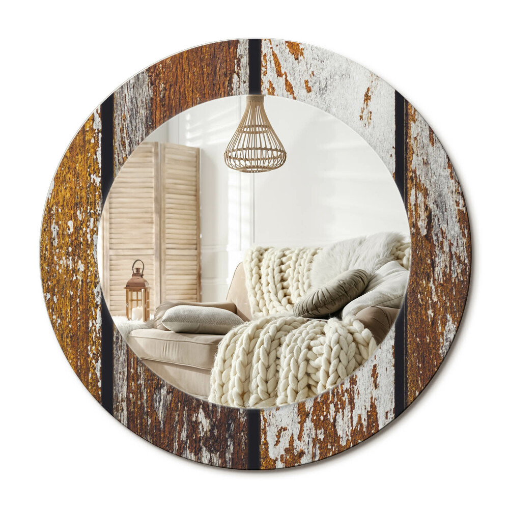 Kerek dekor tükör Sötét vintage fa