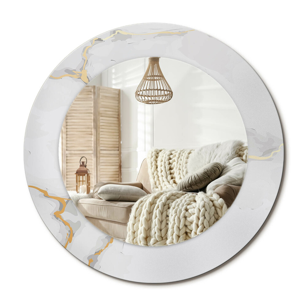 Kerek tükör dekoráció Fehér márvány