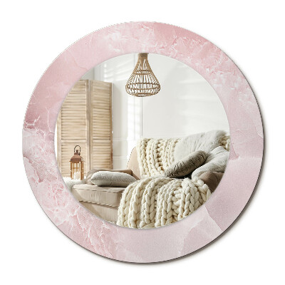 Kerek dekor tükör Rózsaszín kő