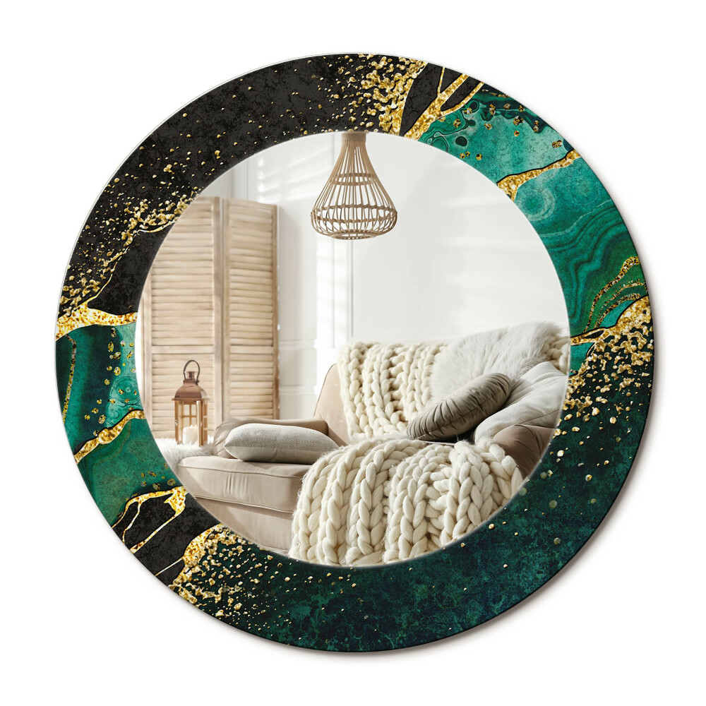 Kerek tükör dekoráció Márvány zöld