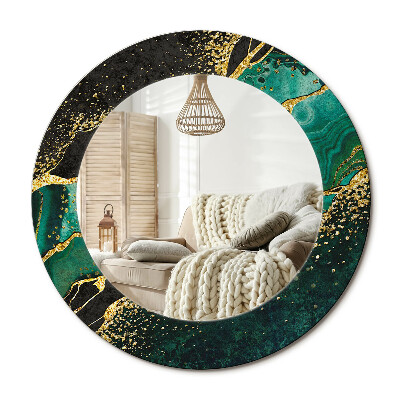 Kerek tükör dekoráció Márvány zöld