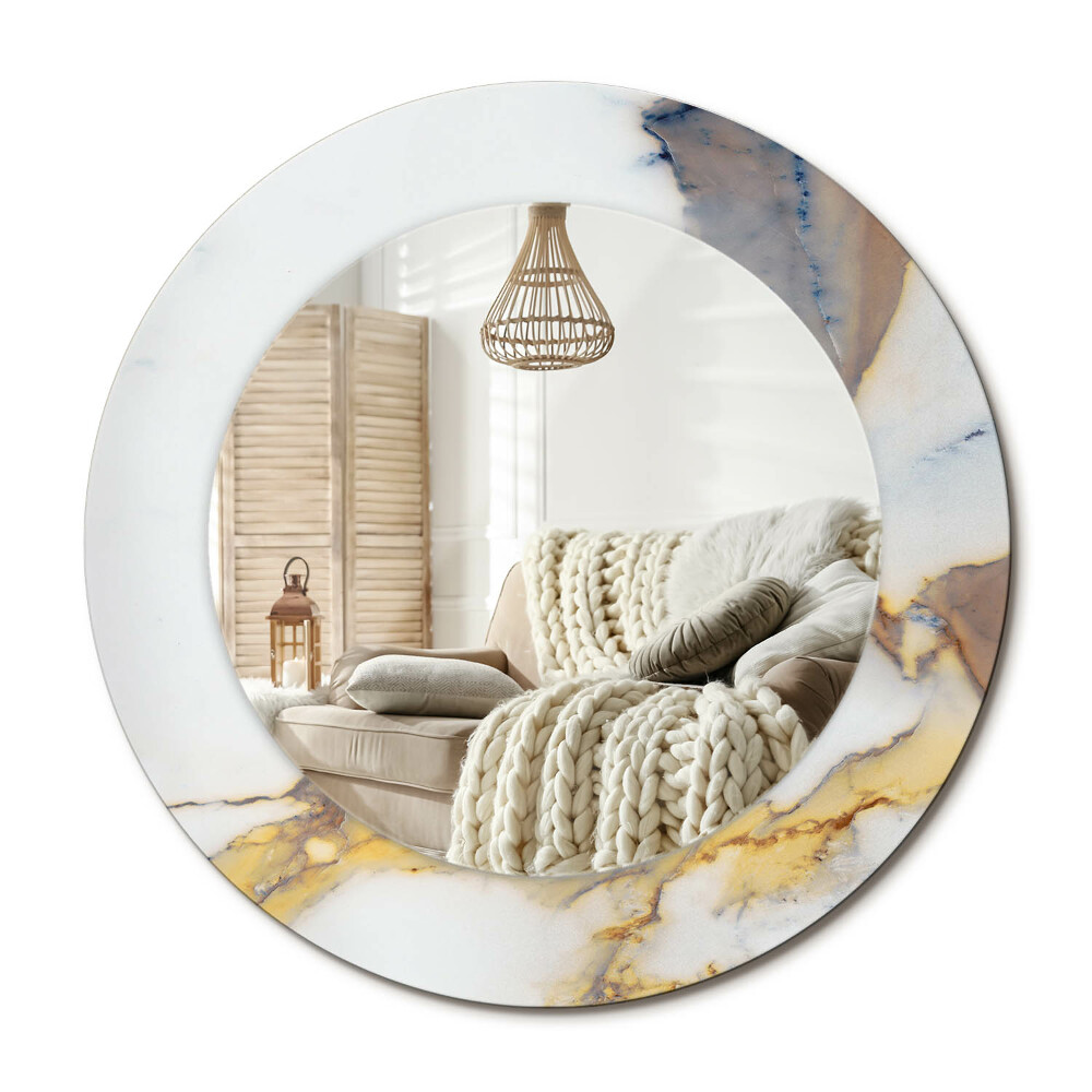 Kerek dekor tükör Fehér márvány