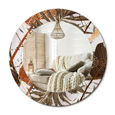 Kerek design tükör Pálmalevelek