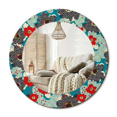 Kerek dekor tükör Retro virágos minta