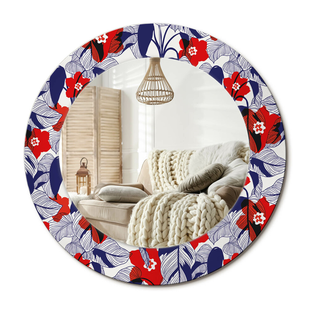 Kerek tükör dekoráció Filodendronok