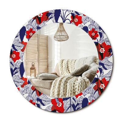 Kerek tükör dekoráció Filodendronok