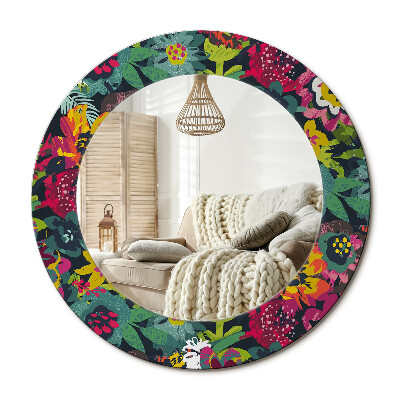 Kerek dekor tükör Festett virágok