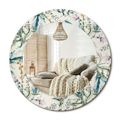 Kerek tükör dekoráció Akvarell virágok