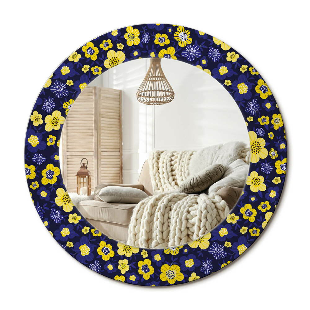 Kerek tükör dekoráció Kis virágok