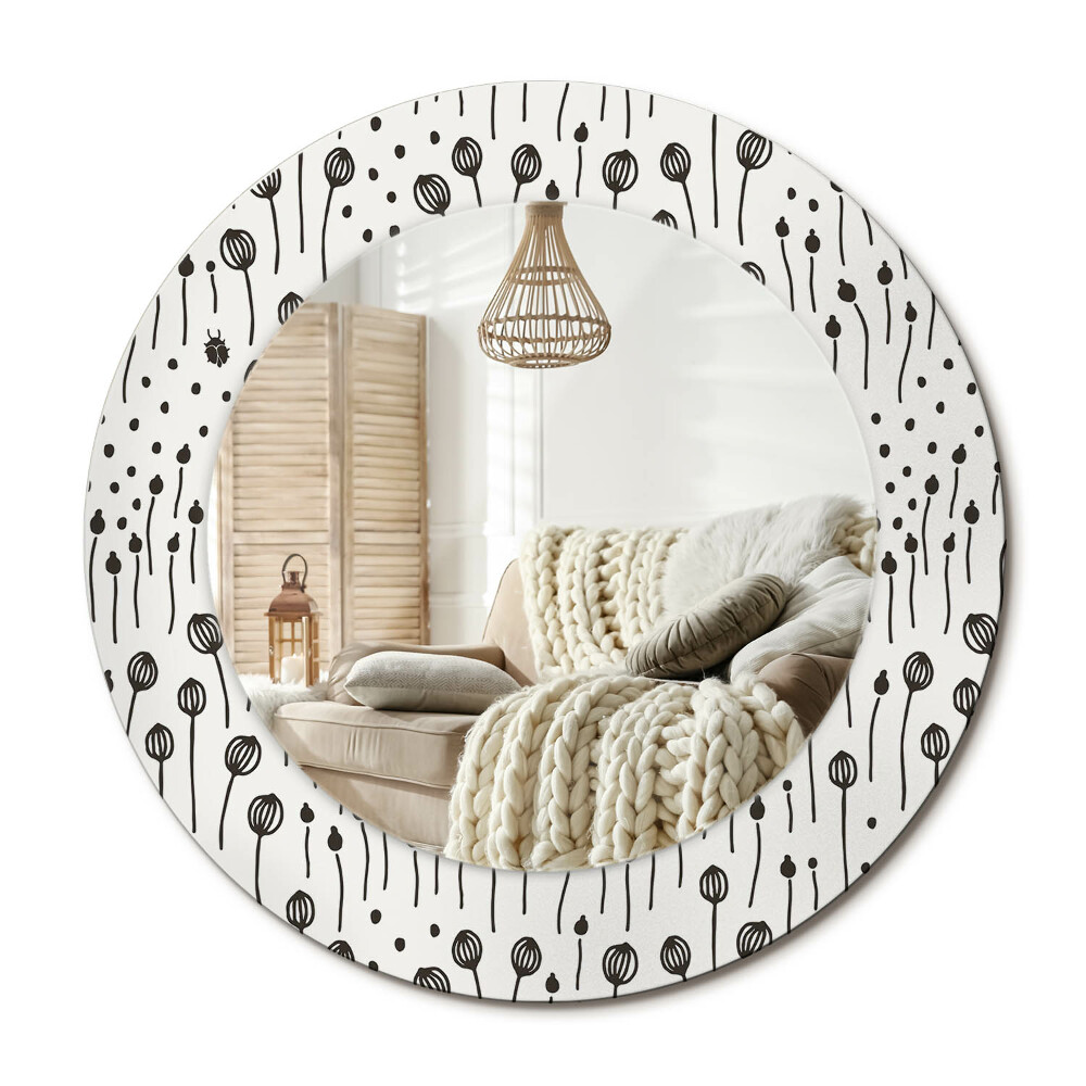 Kerek design tükör Virág rajz