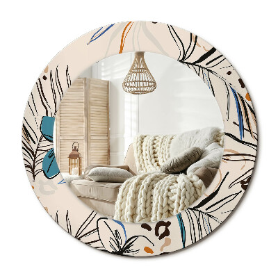 Kerek design tükör Virágok dzsungel mintával
