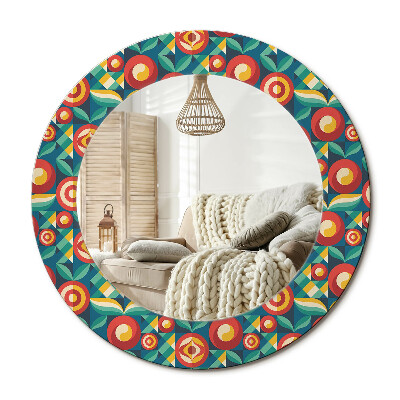 Kerek dekor tükör Geometrikus gyümölcsök és levelek