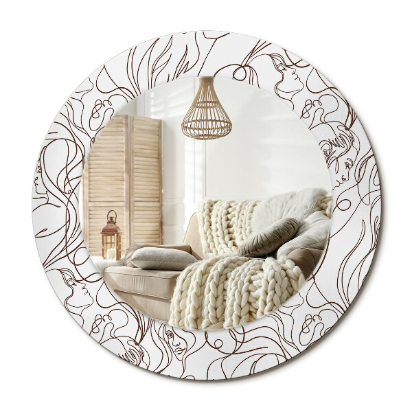 Kerek design tükör Vonalas arcok