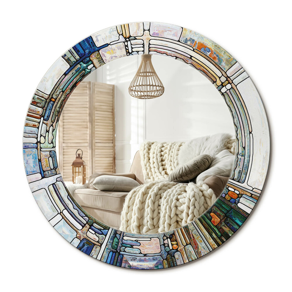 Kerek dekor tükör Festett üveg