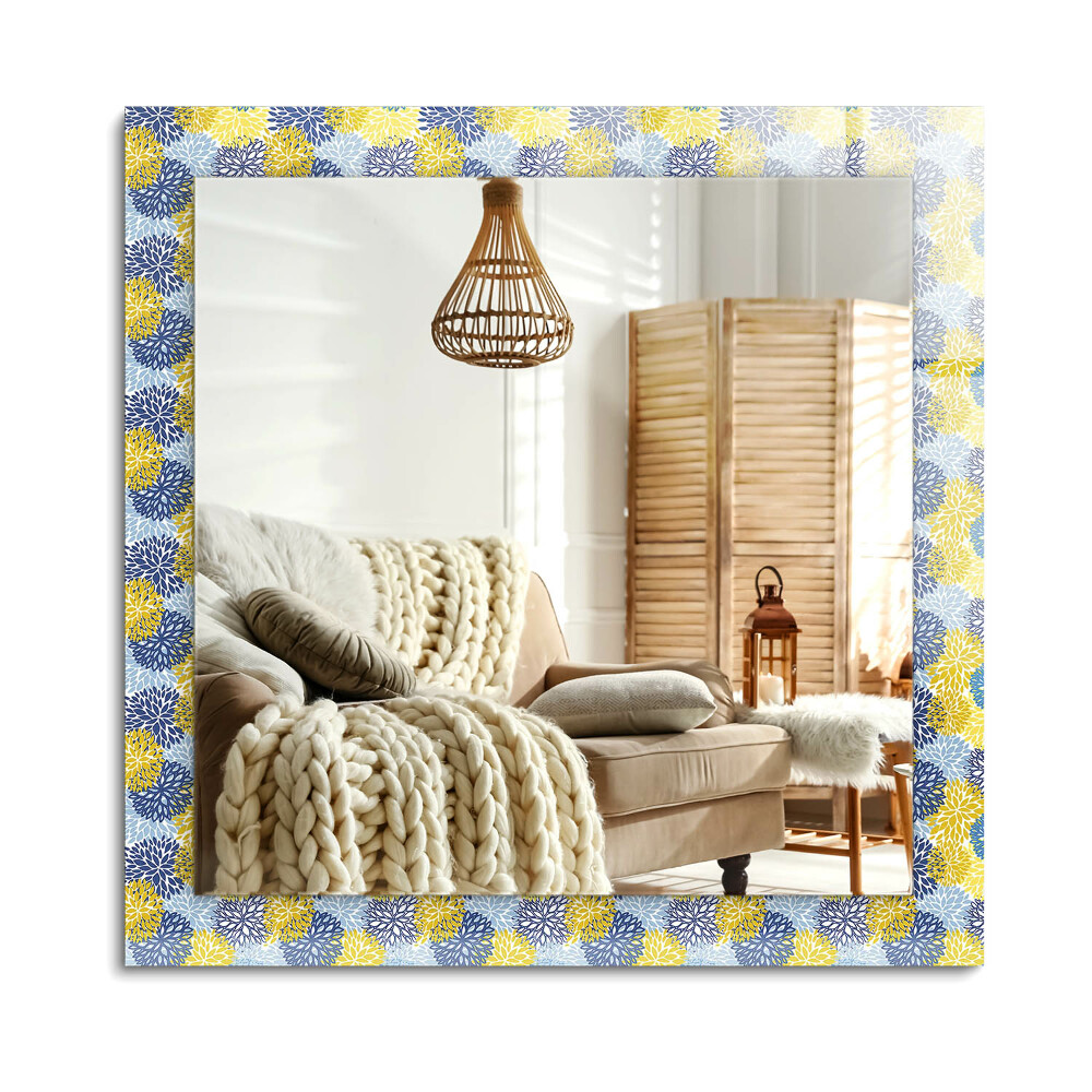 Téglalap tükör díszítéssel Színes virágmintás