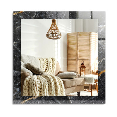 Téglalap díszes tükör Fekete márvány erek