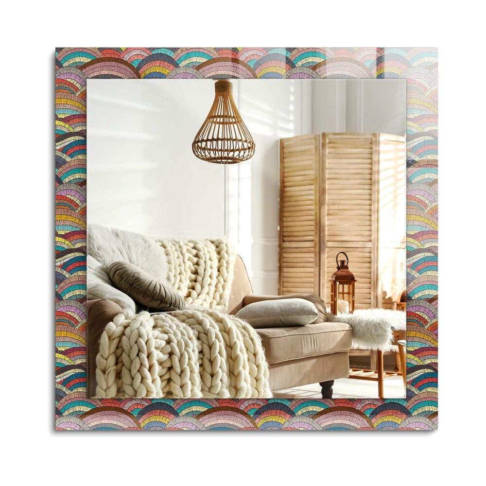 Téglalap tükör díszítéssel Színes íjak és hullámok