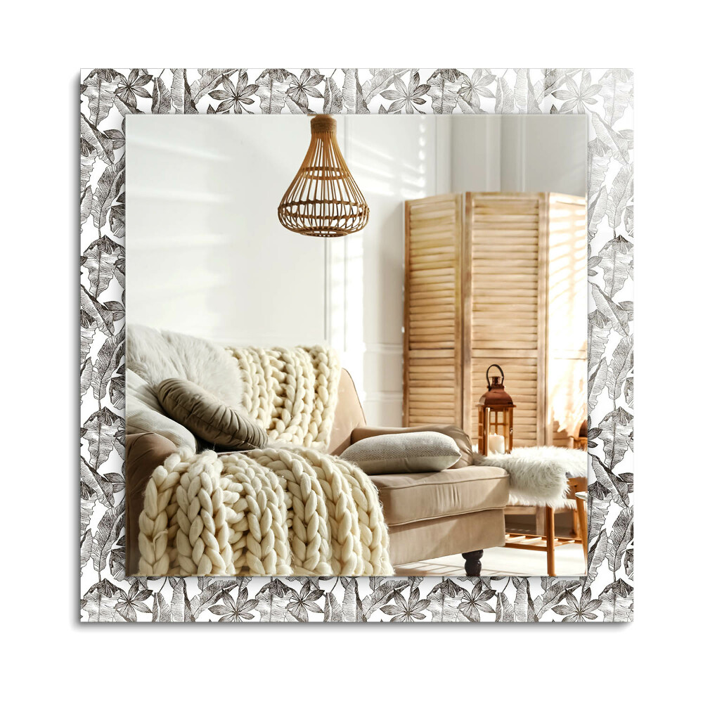 Téglalap tükör díszítéssel Levelek és virágok