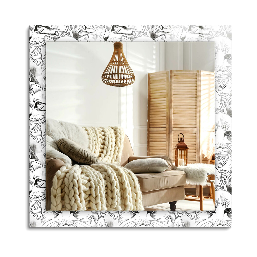 Téglalap díszes tükör Csokornyakkendős macskák